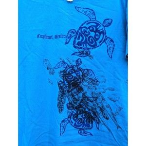 Cozumel Mexico Turtle Blue Destination TShirt Tee M Medium Y2K Euro Crew  Cotton